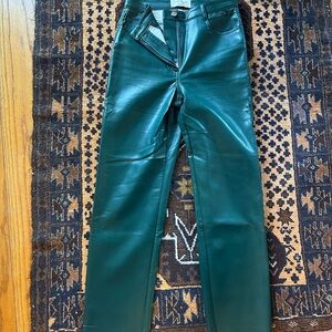Aritzia Wilfred Dark Green Vegan Leather Pants